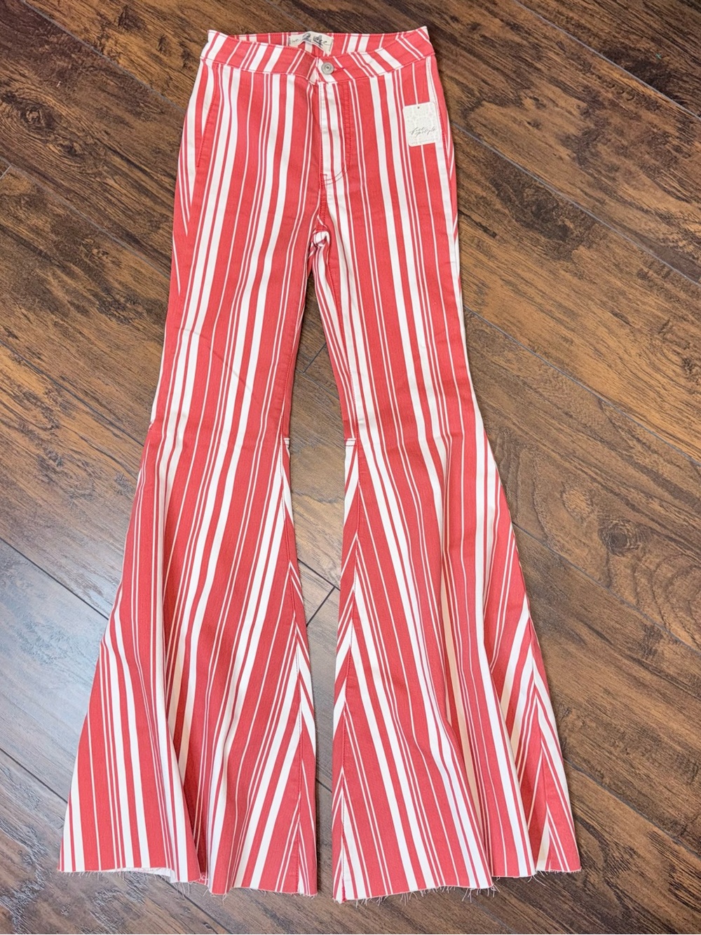 We The Free Red and White Striped Flare Jeans